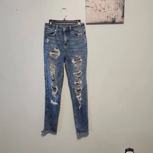 American Eagle Gr. 000 Destroyed Medium Wash Mom Jeans Denim - Bild 1 von 7