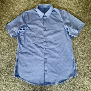 Lululemon Shirt Mens Blue Medium Short Sleeve Button Up Casual Performance - Picture 1 of 7