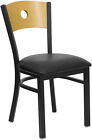 (10 Pack)  Black Circle Back Metal Restaurant Chair With Black Vinyl Seat
