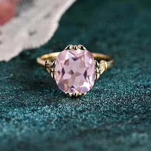 Oval Cut Pink Morganite Ring 925 Sterling Silver Handmade Ring For Women Gift - Picture 1 of 7