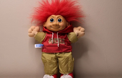 Vintage 1990s Russ Team NFL San Francisco 49ers Plush Troll Doll 12" Cover