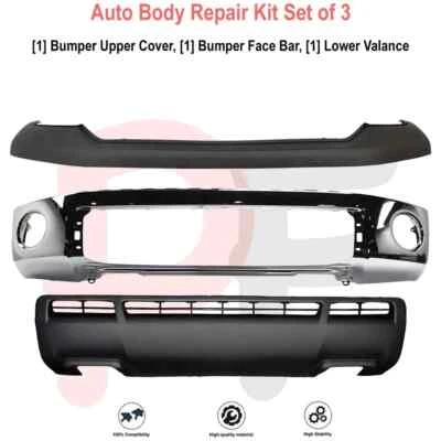 Kit de parachoques delantero de acero cromado y cenefa texturizada para Toyota Tundra 2010-2013 Foto 1 de 4