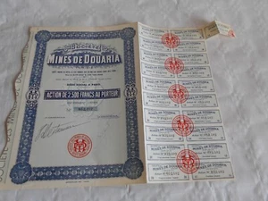 Vintage certificado de acciones acciones acciones acciones acciones Mines de Douaria Túnez - Imagen 1 de 1