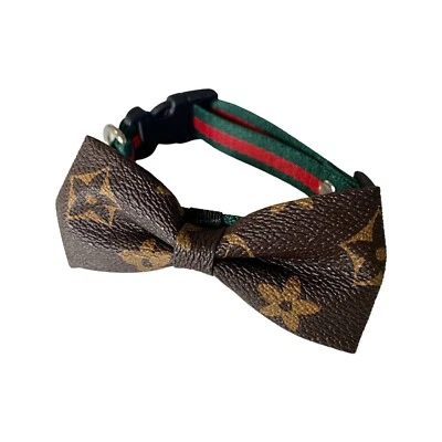 Gargantilla clásica de lujo de gran marca moño gato perro collar para mascotas de moda Foto 1 de 4