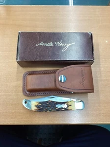 SCHRADE UNCLE HENRY 127UH Knife Made In USA W/Sheath Liner Lock Staglon - Picture 1 of 3