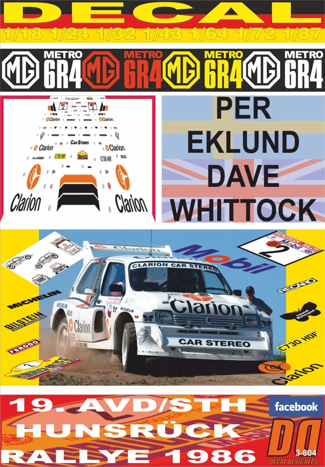 DECAL MG METRO 6R4 PER EKLUND HUNSRUCK R. 1986 3rd (06) - Image 1 of 1