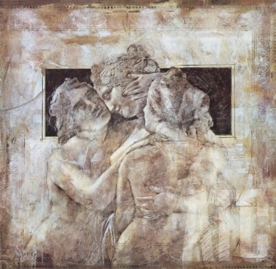 36W"x36H" STOIC ROMANCE II by RICHARD FRANKLIN WOMEN EMBRACING CHOICES of CANVAS - Image 1 of 4