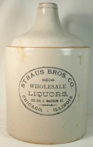 STRAUS BROS CO LIQUORI ALL'INGROSSO CHICAGO IL BROCCA PUBBLICITARIA CIRCA 1893-1910 - Foto 1 di 8