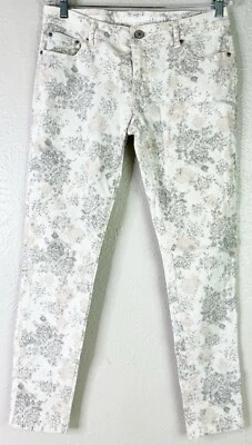 Mossimo Sz 11 (Actual 32x29) Fit 6 Skinny Floral Pastel Jeans Gray/Tan GUC - Image 1 of 4