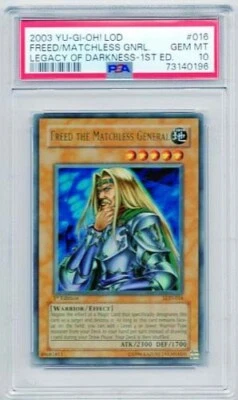 FREED THE MATCHLESS GENERAL  YUGIOH 1ST EDITION HOLO LOD-016  GEM MINT 10  2003 - Image 1 of 2