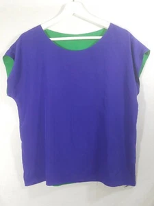 Blau grün lockeres Top Bluse Shirt Kurzarm One Size - Bild 1 von 4