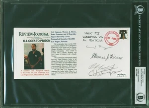 O.J. Simpson & Tom Riccio Signed Envelope from Las Vegas Incident BAS Slabbed - Picture 1 of 1