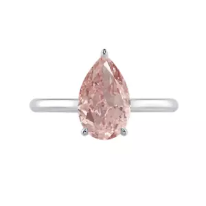 Diamond Ring Pear Cut 14K White Gold 1.50 Carat IGI Lab Grown Fancy Vivid Pink - Picture 1 of 8