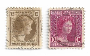 Luxembourg postage stamps x 2, 1914-1927, off paper - Picture 1 of 1