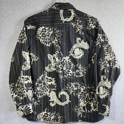 Western Crazy Horse Black Paisley Embossed Pattern long Sleeves XL  Button Down. - Image 1 of 4