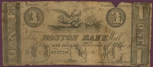 1847 Boston Bank Massachusetts MA $ 1 (L0149) - Bild 1 von 2