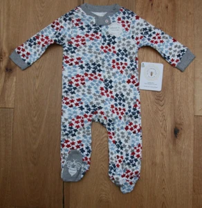 Burt's Bees Baby Boy Organic Footed Coverall ~White, Red, Blue & Gray ~Stars~ 6M - Picture 1 of 3
