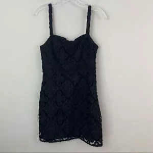 Hollister Sleeveless Black Floral Lace Sheath Dress Lined Empire Waist Small - Picture 1 of 9