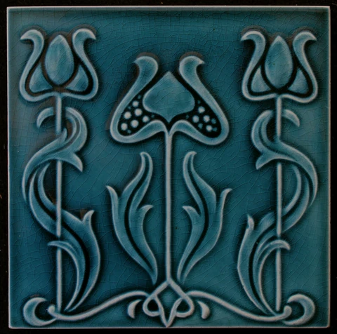 Attractive Original  antique Art Nouveau tile C 1900 T & R Boote England Cover