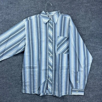 Southpole Button Up Shirt Mens Large Blue White Striped Front Pocket Preppy - Image 1 of 4