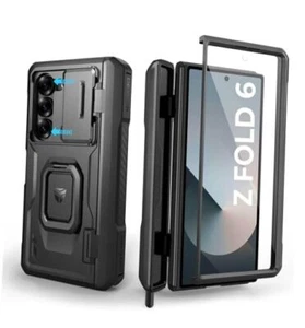 for Samsung Galaxy Z Fold 6 Case with Ring Stand & S Pen Holder & Fold 6-Black - Picture 1 of 7