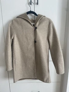 Mango Girls Brown Hooded Coat Button Size 11/12 - Picture 1 of 3