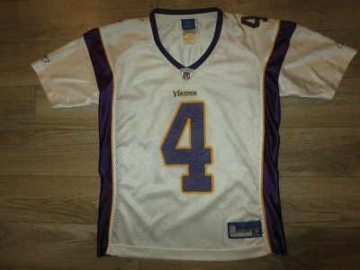 Camiseta para mujer Brett Favre #4 Minnesota Vikings NFL Reebok pequeña pequeña Foto 1 de 2