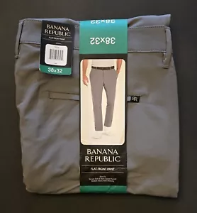 Banana Republic Men Gray Pants Sz 38/32 NWT Flat Front Pant Stretch Slim Fit - Picture 1 of 7
