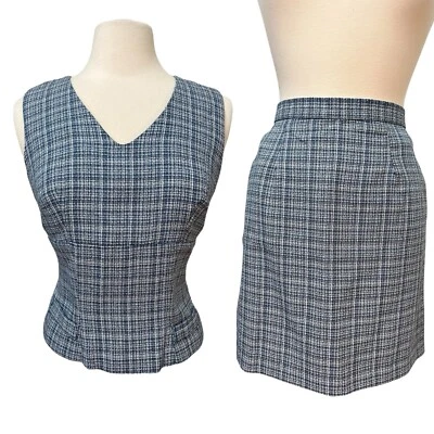 De Colección Rampage Mujer Falda Traje Talla 9 Azul Tweed Preppy Coqueta Sin Mangas Y2K Foto 1 de 4