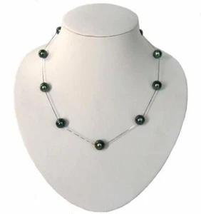 Collar de cadena de perlas negras barrocas genuinas tahitianas en plata esterlina 925 - Imagen 1 de 1
