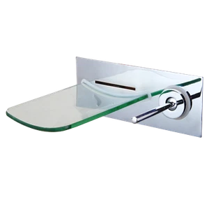 Grifo mezclador de baño con pico de vidrio lavabo/bañera cromado grifos de una sola palanca pared - Imagen 1 de 8