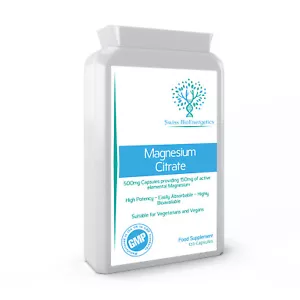 Magnesium Citrate 500mg 120 Capsules - providing 150mg of elemental Magnesium - Picture 1 of 8