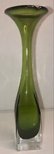Beautiful Green Art Glass Vase Read Description 12.25” Tall