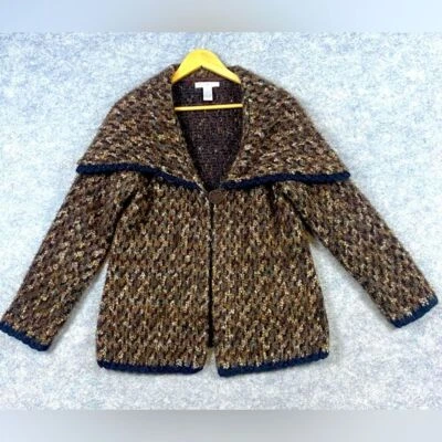 Susan Bristol Wool Blend Cardigan Sweater Size L Brown Shawl Collar Lagenlook - Image 1 of 4