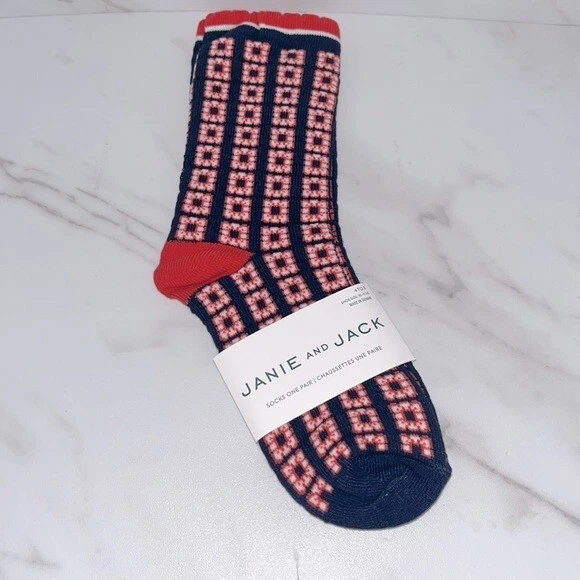NUEVO CON ETIQUETAS Janie and Jack Calcetines Geométricos Rojo 4 a 5 años Foto 1 de 3