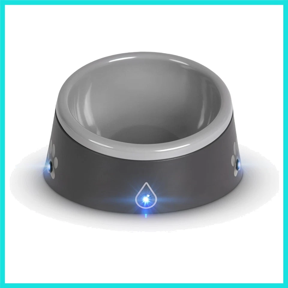 Tazón de agua ThirstAlert 16 oz perro/gato, las luces LED parpadean cuando alcanza el nivel del agua... Foto 1 de 4