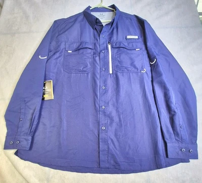 Realtree Fishing Shirt Mens 2XL Patriot Blue Button, Pockets Long Sleeve New Tag - Image 1 of 4