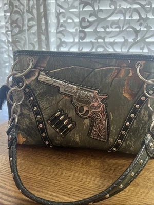 RealTree BOLSO DE MANO CON HEBILLA OCCIDENTAL PEDRERÍA Y TACHUELAS BOLSO DE TRANSPORTE OCULTO BLING Foto 1 de 4