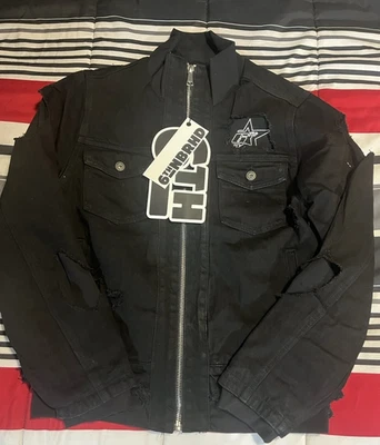 CHAQUETA NEGRA DESGASTADA 6TH VECINDARIO NUEVA CON ETIQUETAS TALLA GRANDE Foto 1 de 3