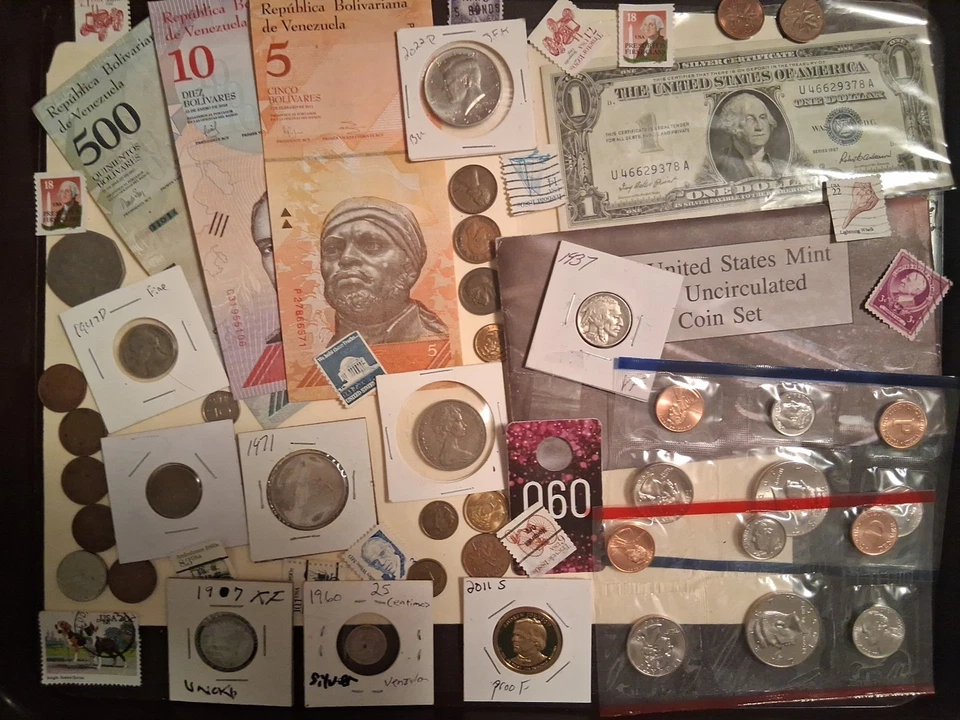 Collectible Junk Drawer Lot 1996 Mint Set No W 5c 2011 Proof Gold $1 Silver... - Image 1 of 4