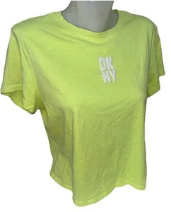 DKNY Sport Damen Cropped T-Shirt Boxy Logo Gelb Baumwolle Größe M - Bild 1 von 6