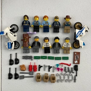 LEGO Policeman Robbers Minifigure Lot - CITY Accessories Cops Motorcycles - Picture 1 of 9