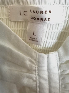Lauren Conrad Größe Large weiß Baby Puppe Top mit kurzen Puffärmeln & gefüttert Neu ohne Etikett - Bild 1 von 9