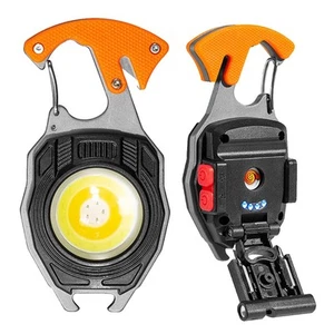 LED Small Flashlight Multitool, Rechargeable Keychain Light, COB Multi-Functi... - Picture 1 of 6