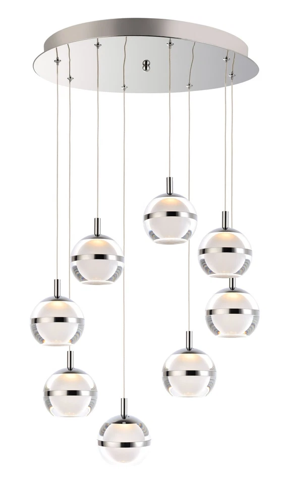 Et2 Swank Polished Chrome Eight-light LED Pendant - E24598-93pc