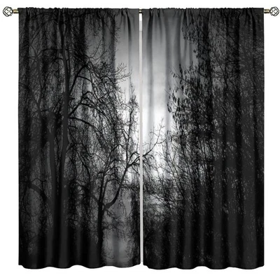 Cortinas Bosque Gótico Selva Negra Oscura Niebla Misterioso Pino Árbol Negro Para... Foto 1 de 4