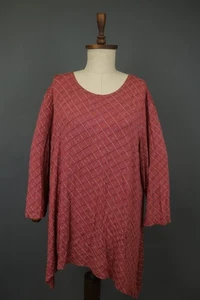 GUDRUN SJODEN Pink Geometric Modal Round Neck Asymmetrical Hem Dress Size 2XL - Picture 1 of 12