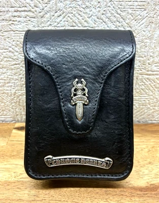 Chrome Hearts Belt Pouch Cigarette Case Small Bag Black Leather Silver Dagger - Image 1 of 4