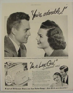 1949 BARBARA HALE Lux Toilettenseife Schönheitspflege Druck Anzeige Larry Parks - Bild 1 von 1