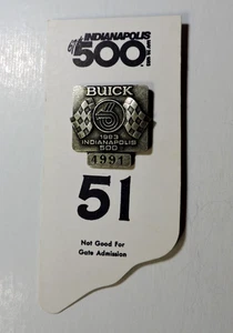 Indy 500 Silber 1983 Pit Badge mit #51 Backup Card - Bild 1 von 3